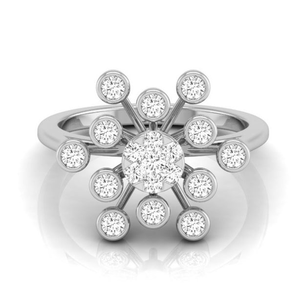 0.44Ct Starbrust Design Round Cut Lab-Grown Diamond Ring