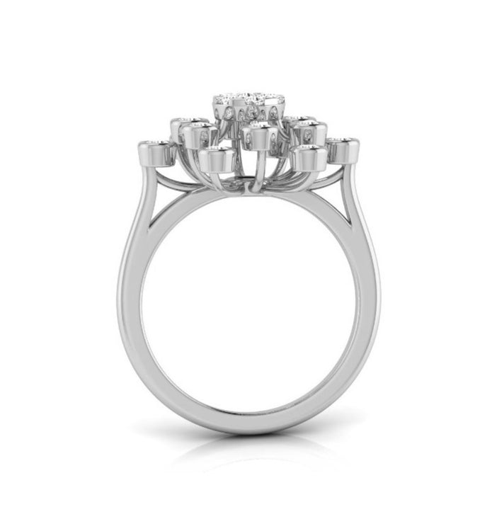 0.44Ct Starbrust Design Round Cut Lab-Grown Diamond Ring