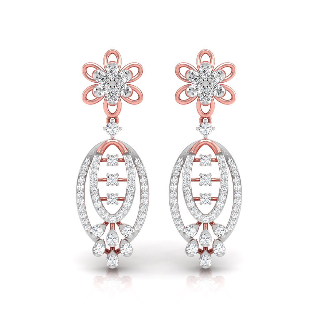 0.86Ct Round Lab-Grown Diamond Gold Dangellers Earrings