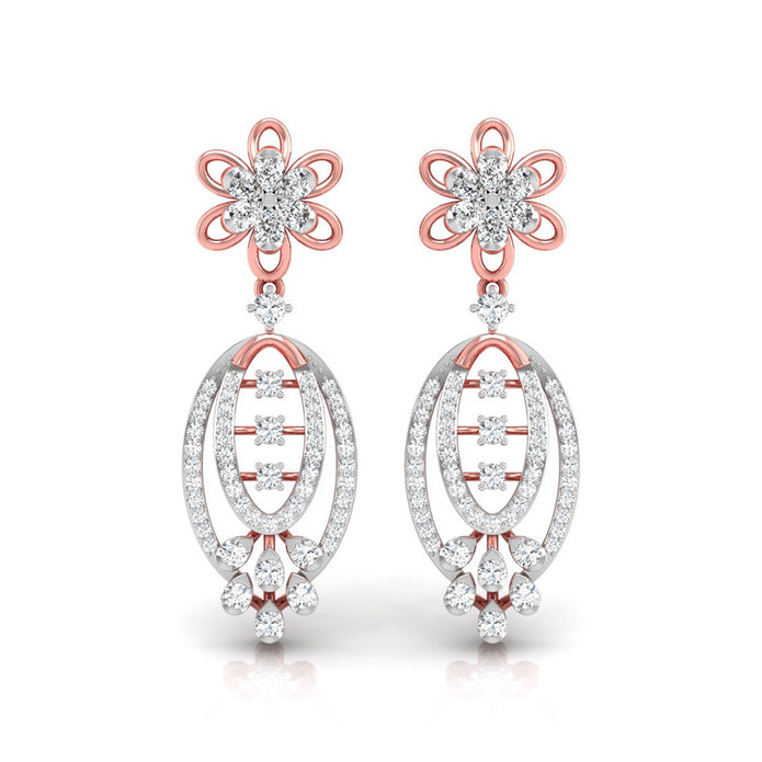 0.86Ct Round Lab-Grown Diamond Gold Dangellers Earrings