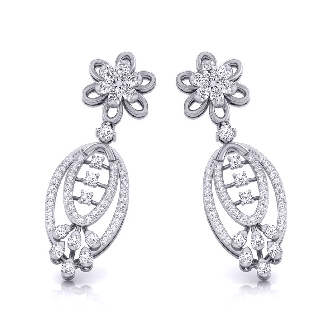 0.86Ct Round Lab-Grown Diamond Gold Dangellers Earrings