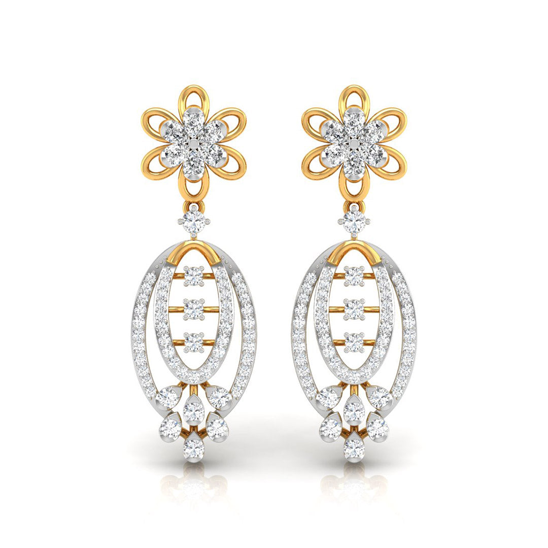 0.86Ct Round Lab-Grown Diamond Gold Dangellers Earrings