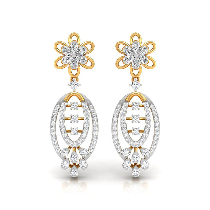 0.86Ct Round Lab-Grown Diamond Gold Dangellers Earrings