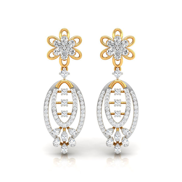 0.86Ct Round Lab-Grown Diamond Gold Dangellers Earrings
