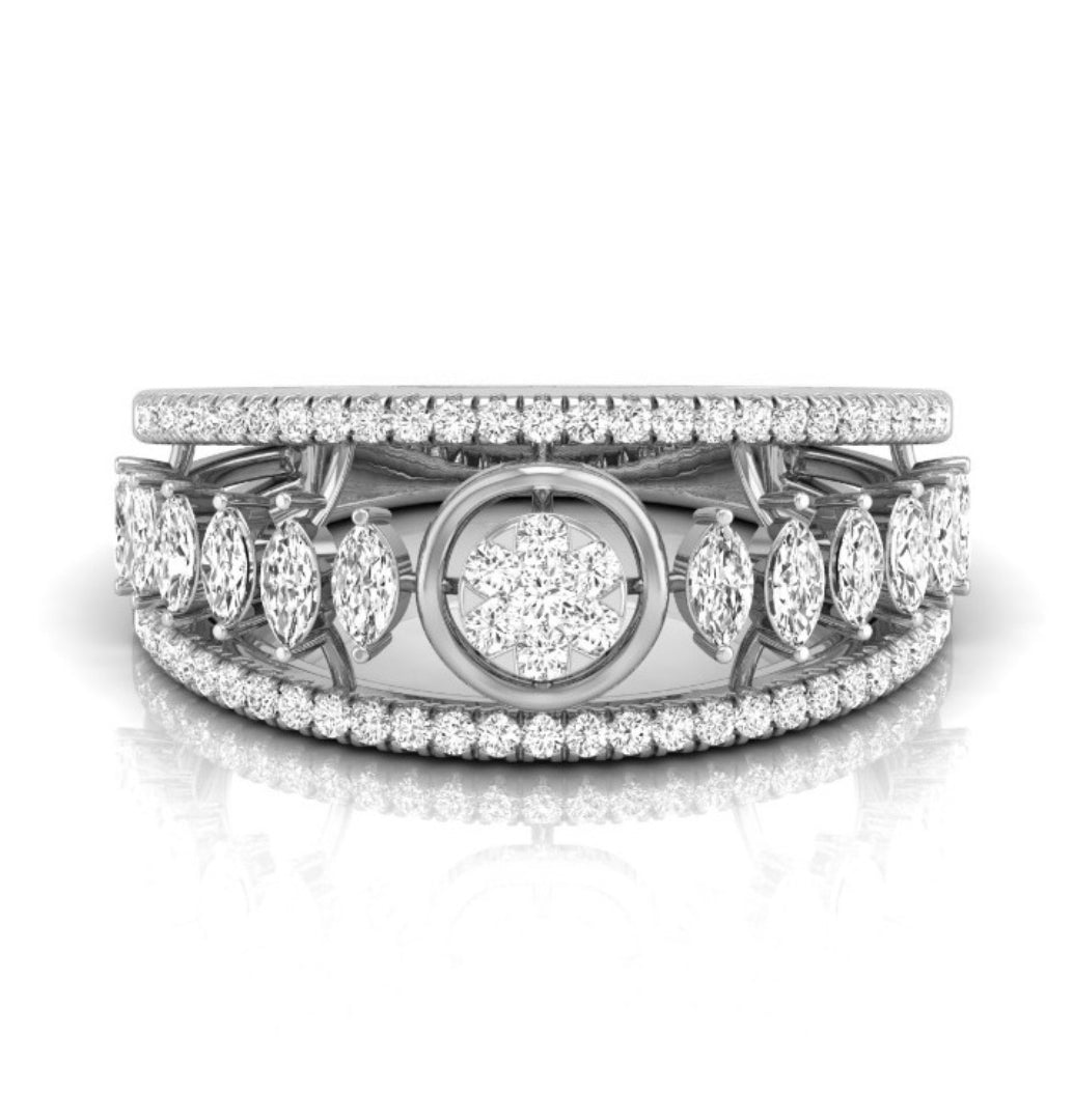 0.61Ct Round & Marquise Cut Lab-Grown Diamond Band