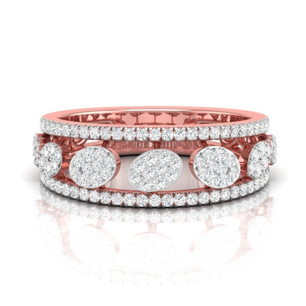 0.35Ct Oval Shape Round Cut Cluster Lab-Grown Diamond Band