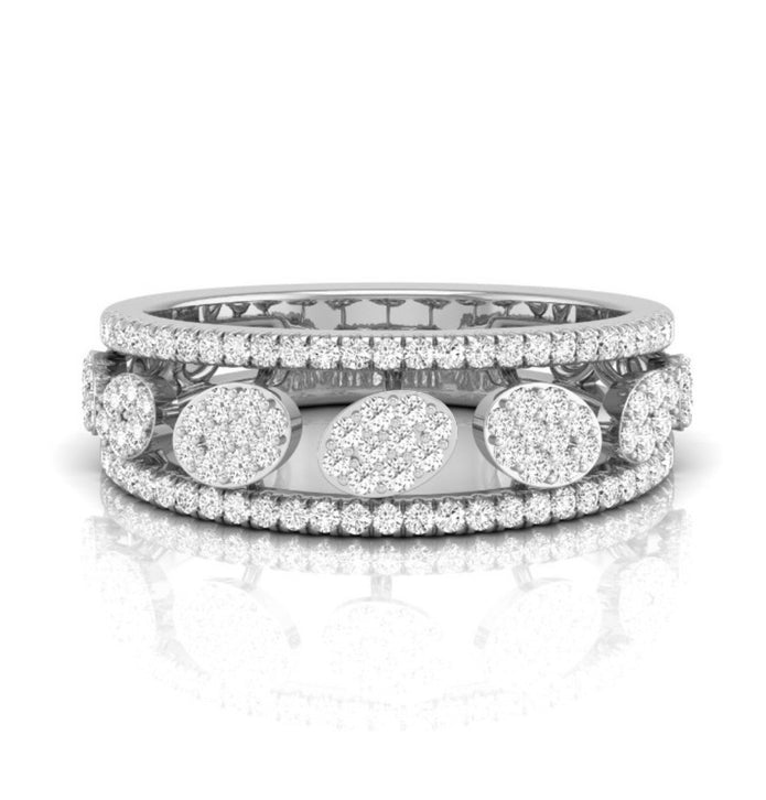 0.35Ct Oval Shape Round Cut Cluster Lab-Grown Diamond Band