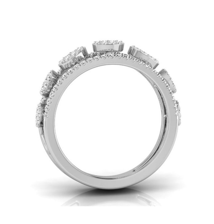 0.35Ct Oval Shape Round Cut Cluster Lab-Grown Diamond Band