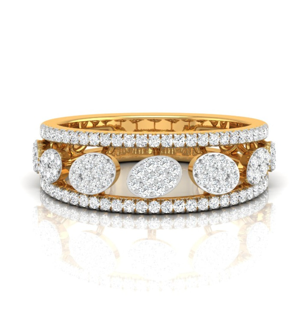 0.35Ct Oval Shape Round Cut Cluster Lab-Grown Diamond Band