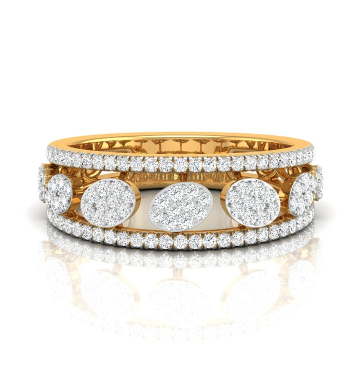 0.35Ct Oval Shape Round Cut Cluster Lab-Grown Diamond Band