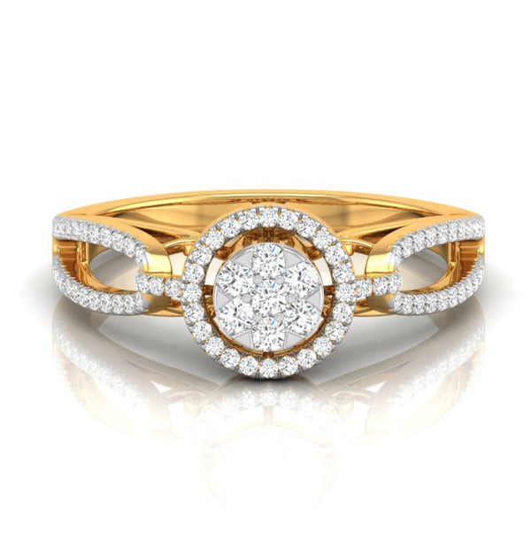yellow gold halo cluster lab-grown diamond ring