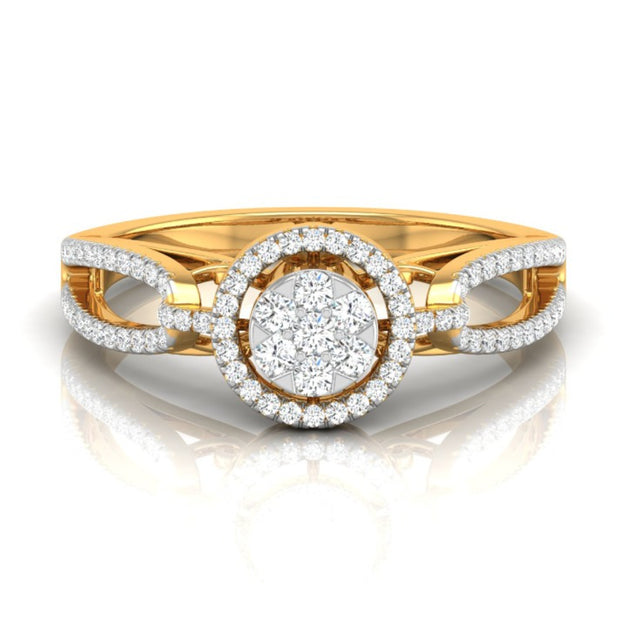 yellow gold halo cluster lab-grown diamond ring