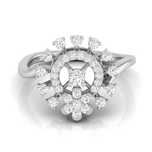 halo floral cocktail diamond ring in white gold