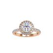 halo round cut lab-grown diamond ring in rose gold