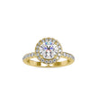 halo round cut lab-grown diamond ring in yellow gold