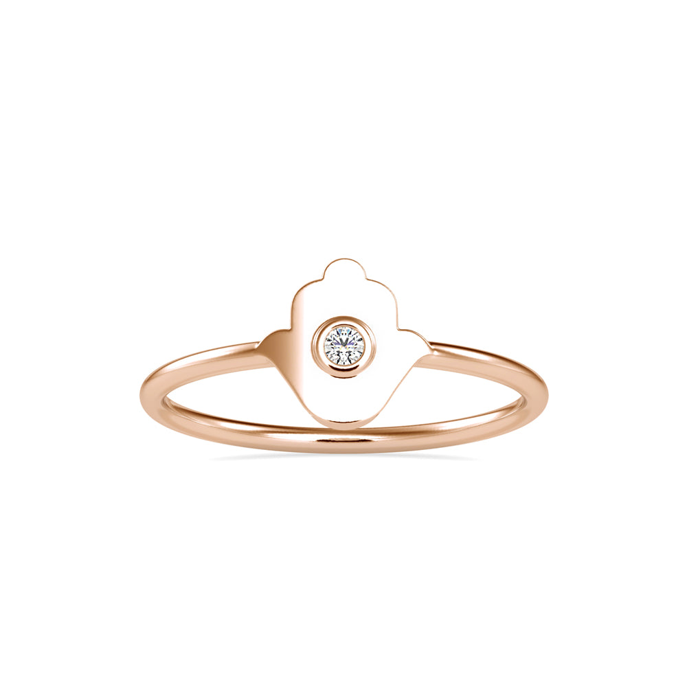 hamsa hand bezel diamond ring in rose gold