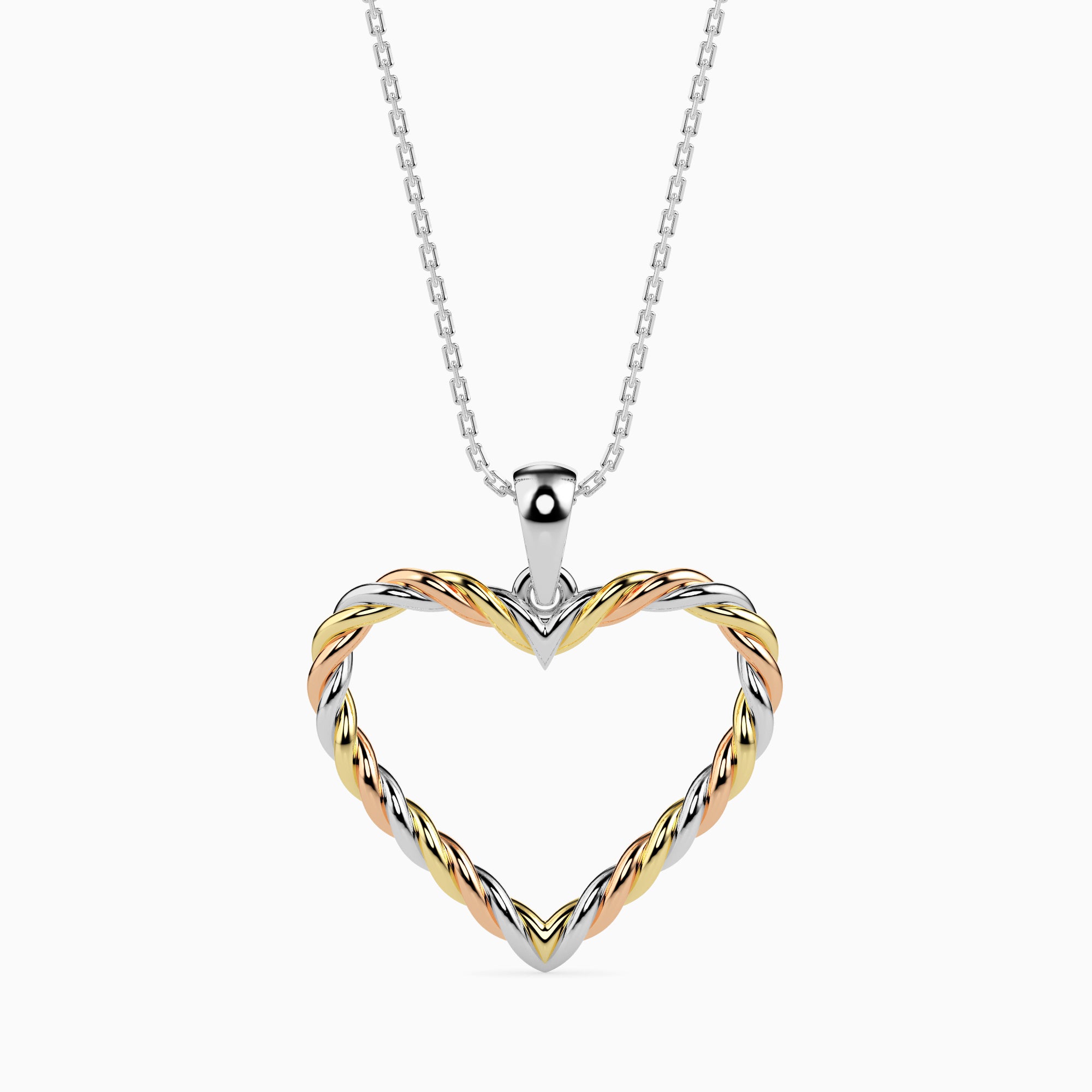 heart-shaped pendant necklace with gold and silver 