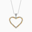 heart-shaped pendant necklace with gold and silver 