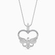heart motif diamond pendant necklace in white gold