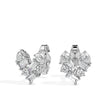 heart cluster diamond stud earrings in white gold