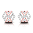 hexagon cluster diamond stud earrings in rose gold