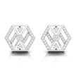 hexagon cluster diamond stud earrings in white gold