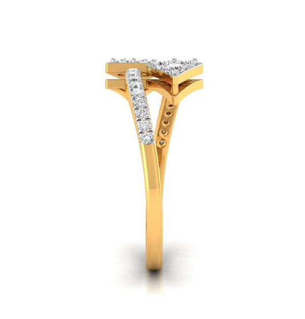 arrow shape bypass lab-grown diamond ring yellow gold