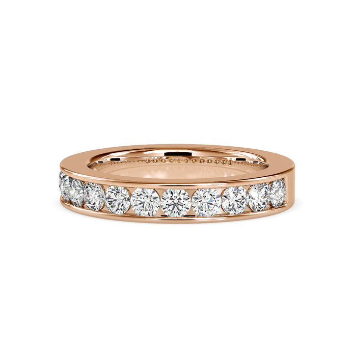 channel set half eternity lab-grown diamond ring in rose gold