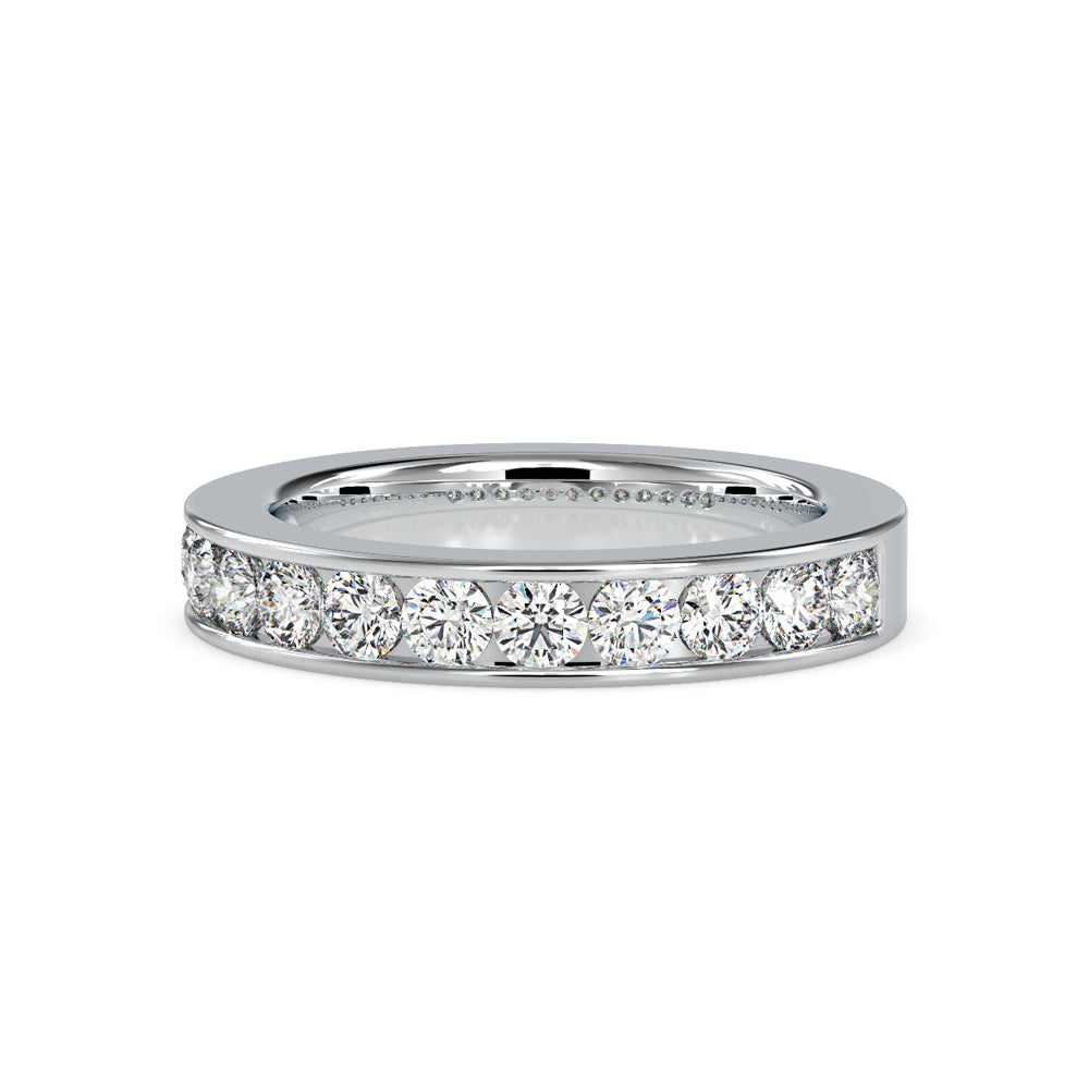 channel set half eternity lab-grown diamond ring in white gold