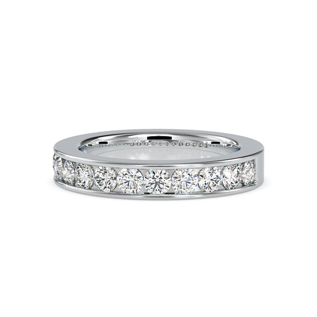 channel set half eternity lab-grown diamond ring in white gold