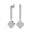 clover cluster diamond drop earrings in white gold