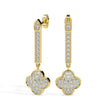 clover cluster diamond drop earrings in yellow gold