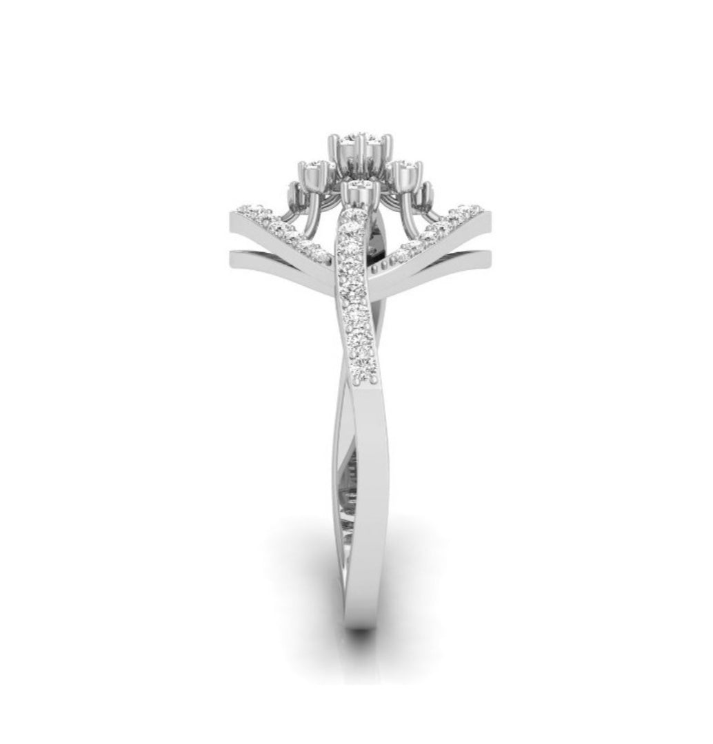 diamond shape halo lab-grown diamond ring white gold