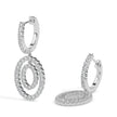 double oval halo diamond hoop earrings in white gold