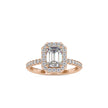 emerald halo lab-grown diamond ring in rose gold