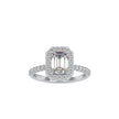 emerald halo lab-grown diamond ring in white gold