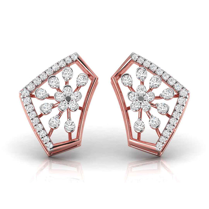 floral cluster diamond stud earrings in rose gold