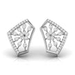 floral cluster diamond stud earrings in white gold
