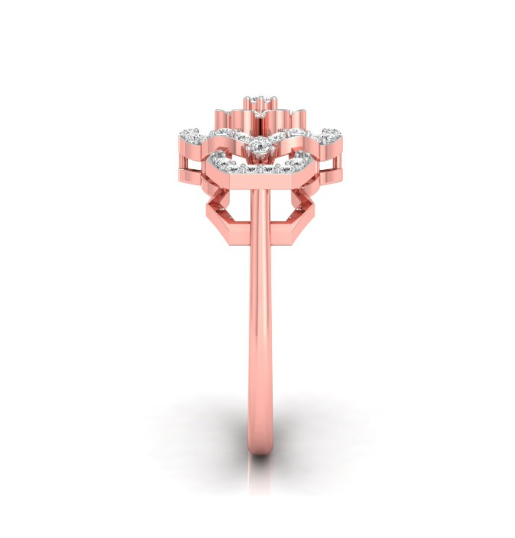 floral prong cluster diamond ring in rose gold
