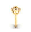 floral prong cluster diamond ring in yellow gold