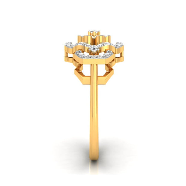 floral prong cluster diamond ring in yellow gold