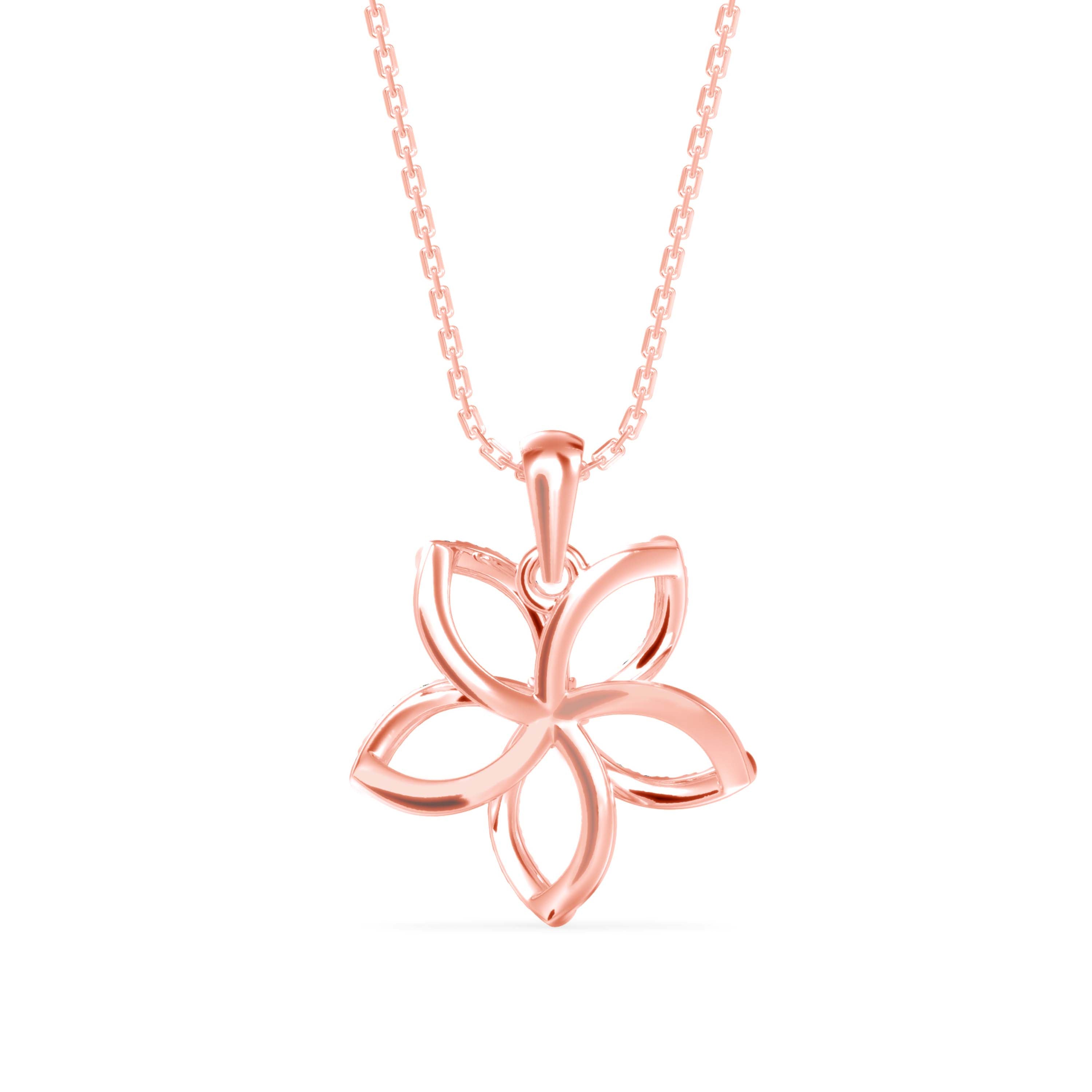 flower shape prong diamond pendant necklace in rose gold