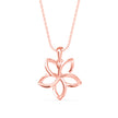 flower shape prong diamond pendant necklace in rose gold