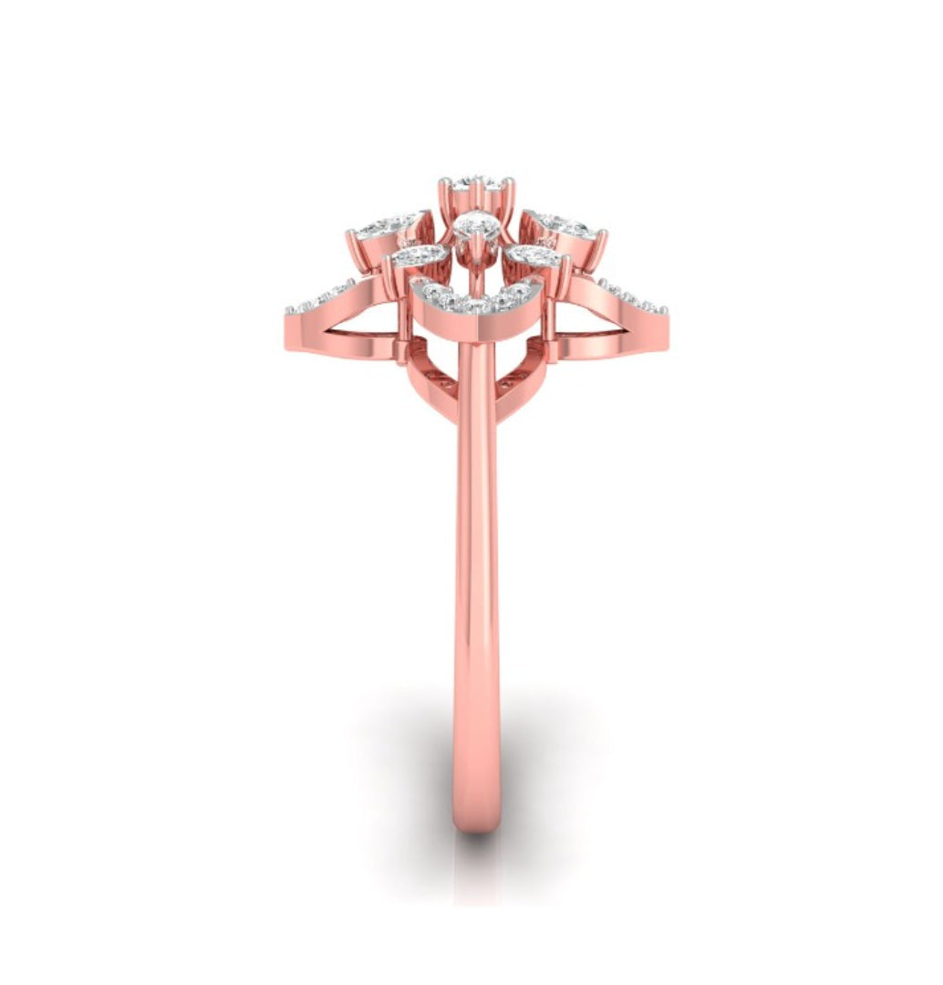 flower shape prong set lab-grown diamond ring rose gold