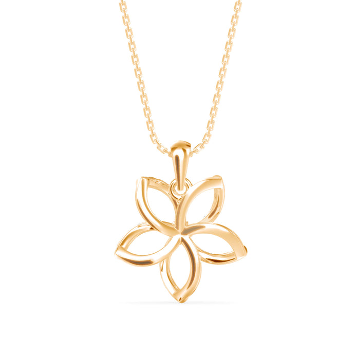 flower shape prong diamond pendant necklace in yellow gold