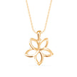 flower shape prong diamond pendant necklace in yellow gold