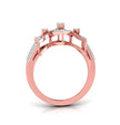 geometric cutwork round cut diamond ring in rose gold