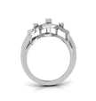 geometric cutwork round cut diamond ring in white gold