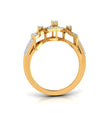 geometric cutwork round cut diamond ring in yellow gold