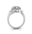 geometric round cut diamond ring in white gold